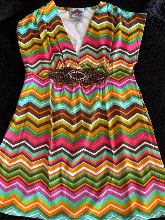 Flowers by Zoe Other - Flowers by Zoe Chevron Dress Top in Brown, Pink, Teal, Orange